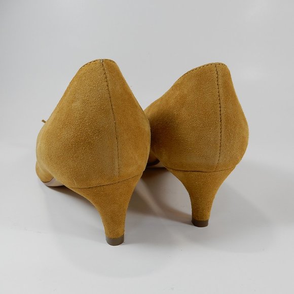 SERGIO ROSSI Pumps Size 35 5 Bow Pointed Toe Kitten Heel Caramel Suede NEW $695 - Picture 6 of 9